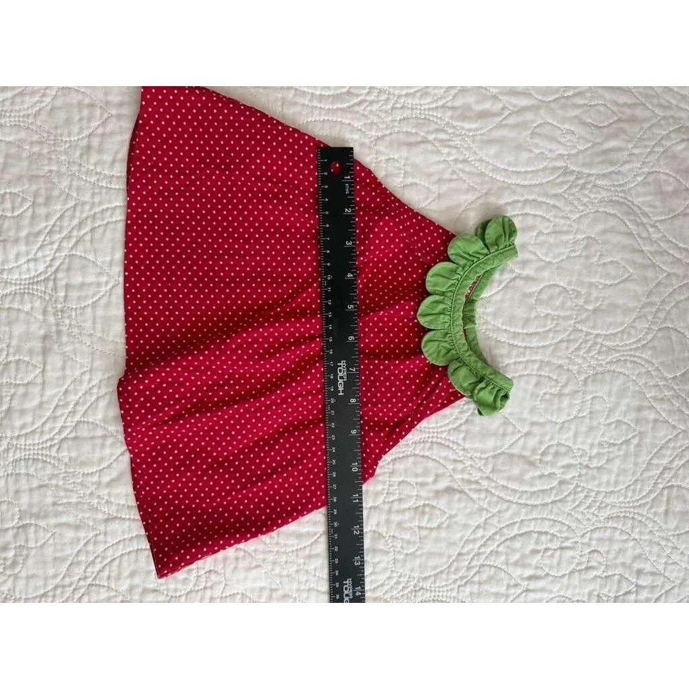 Gymboree Strawberry Dress 18-24 Months Red Polka Dot Green Collar Cotton Cute